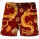 Chinese Style Shorts Dragon And Phoenix Pattern 3D Printing Loose Fifth Pants Creative Breathable Casual Pants