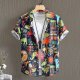 Men's Polyester Shirt Ethnic Retro Dinosaur Coconut Tree