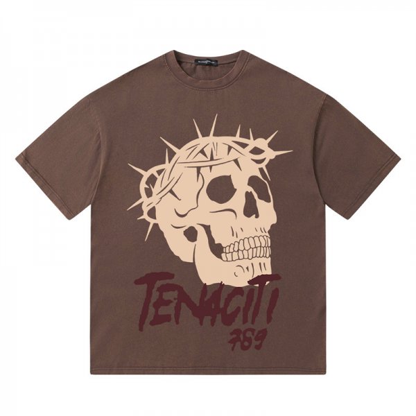 American Style Retro Creative Skull Print Loose T-shirt